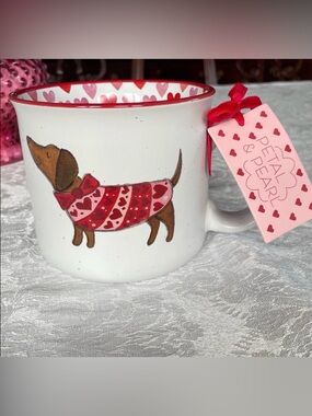 Valentine’s Day themed dachshund Mug with Red Accents